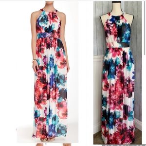 Eliza J Walter Floral Print Halter Neck Maxi Dress